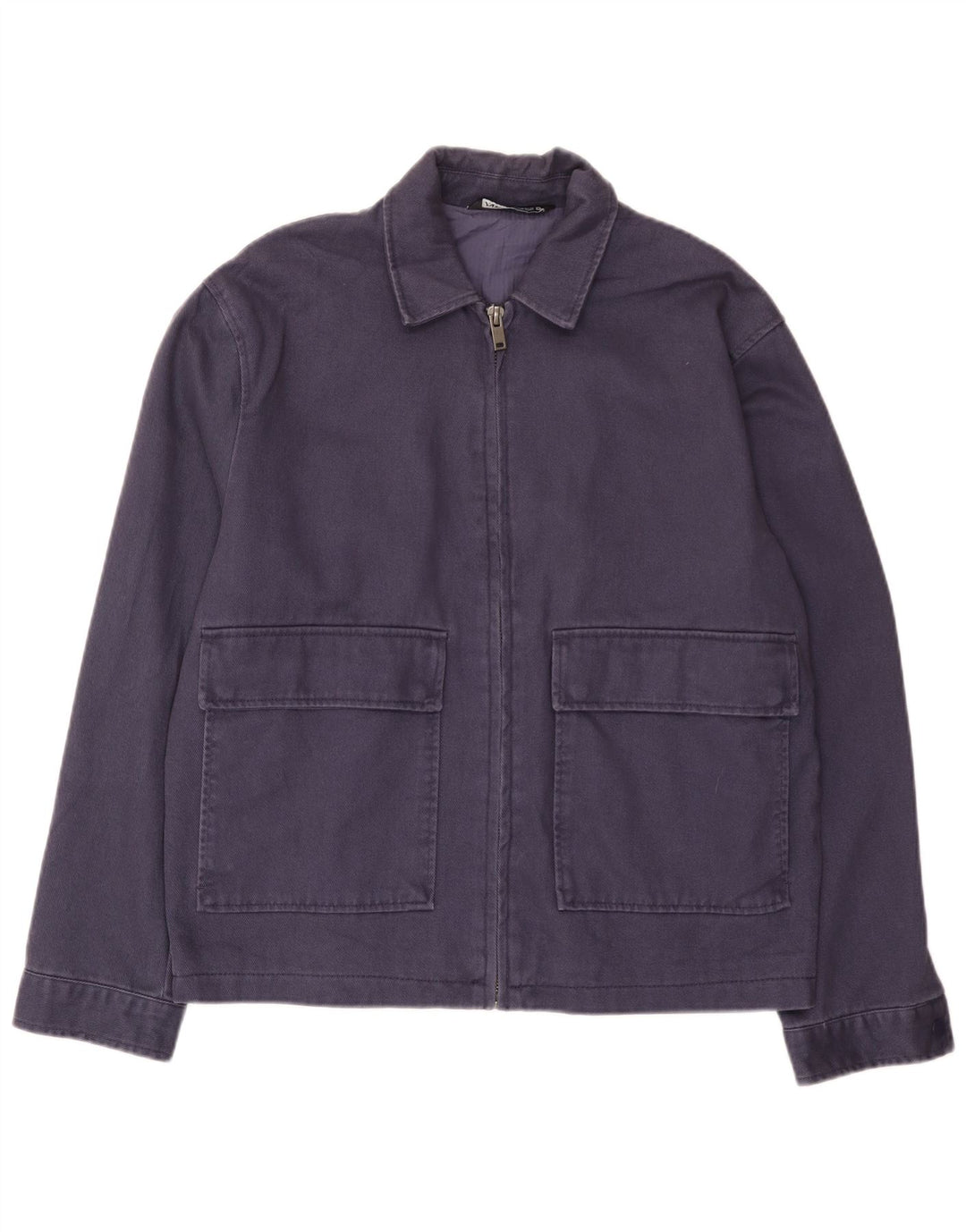 Zara Herre Bomber Jacket UK 38 Medium Navy Blue Bomuld