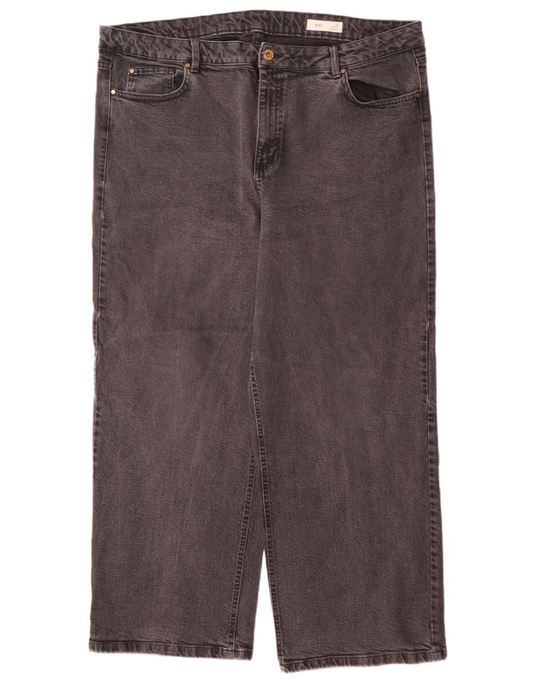 Marks & Spencer Kvinder Højtaljede Brede Ben Jeans UK 22 3XL W44 L29 Grå