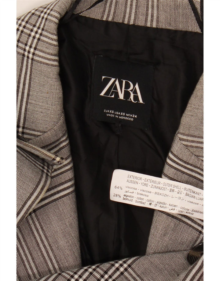 Zara Dame 2-knaps oversize blazerjakke UK 6 XS Grå ternet viskose