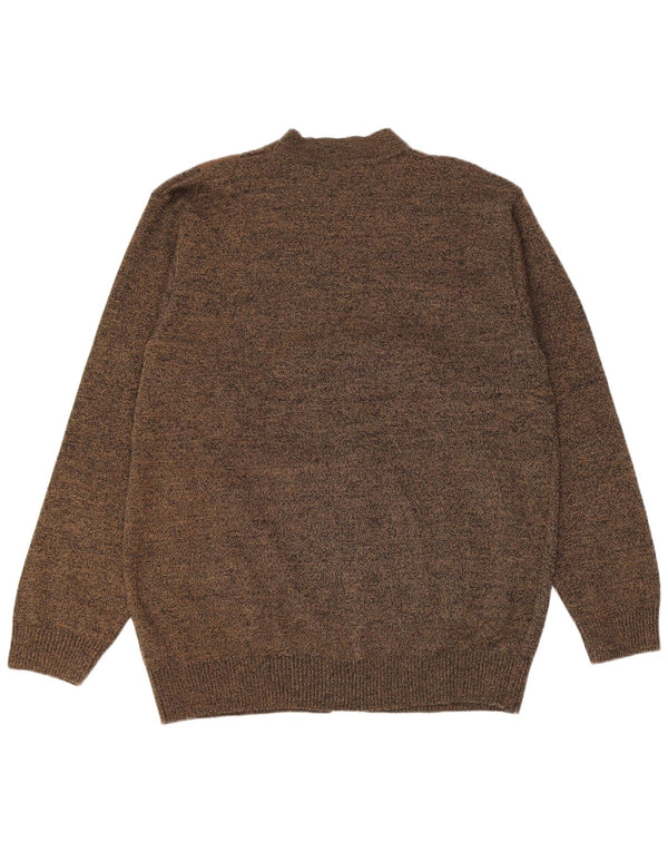Vintage herre cardigan sweater 3XL Khaki Flecked Polyacrylic