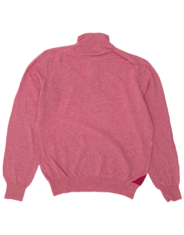 Marina Yachting Herre Zip Neck Jumper Sweater Large Pink Argyle/Diamond