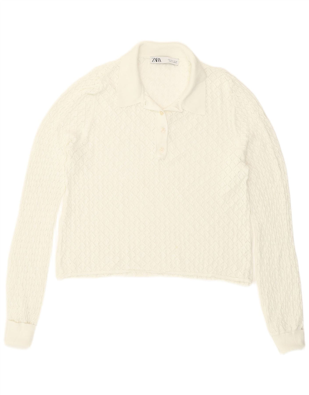 Zara Dame Se Through Crop Top Langærmet UK 14 Large White