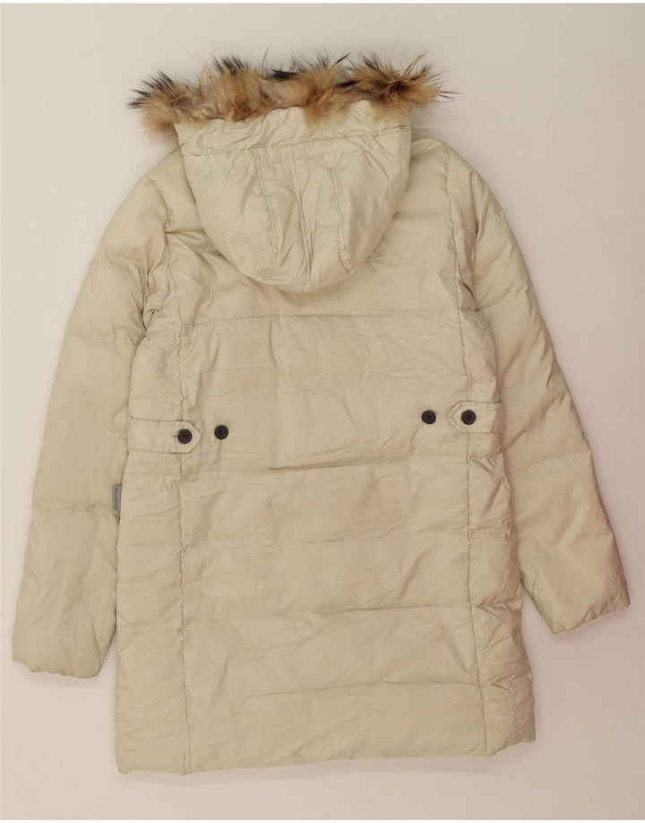 SERGIO TACCHINI Womens Hooded Padded Coat IT 42 Medium Beige Nylon Vintage Sergio Tacchini and Second-Hand Sergio Tacchini from Messina Hembry 