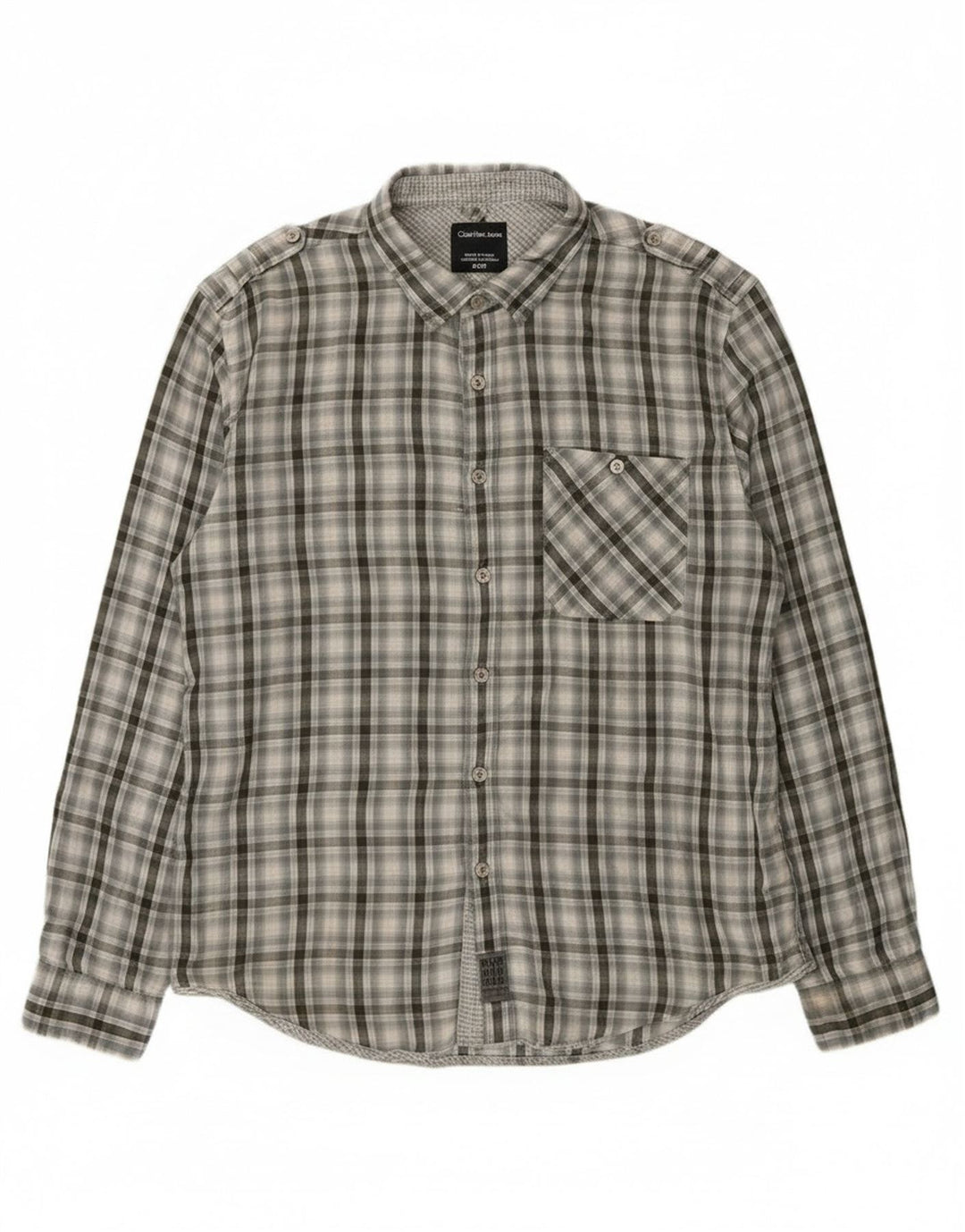 Calvin Klein Jeans Herre Military Shirt XL Grå ternet bomuld