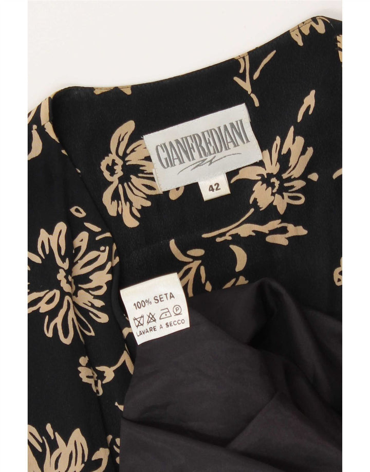 Gianfrediani Dame Ærmeløs A-Line Kjole IT 42 Medium Sort Floral Silke