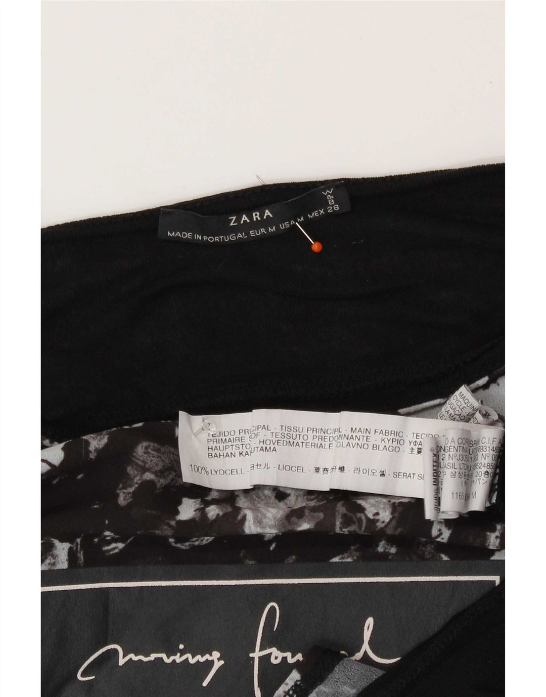Zara Dame Grafisk Top Langærmet UK 14 Medium Black Floral Polyester