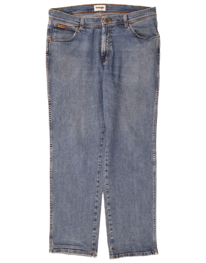 Wrangler Herre Texas Straight Jeans W38 L32 Blå Bomuld