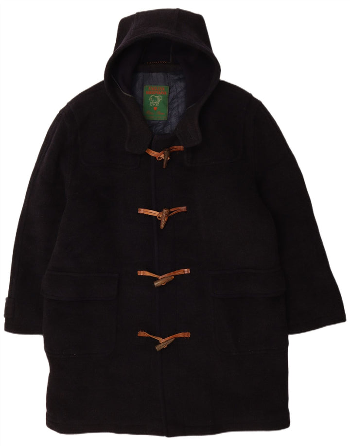 Vintage Herre Hooded Duffel Coat UK 42 XL Navy Blue Wool