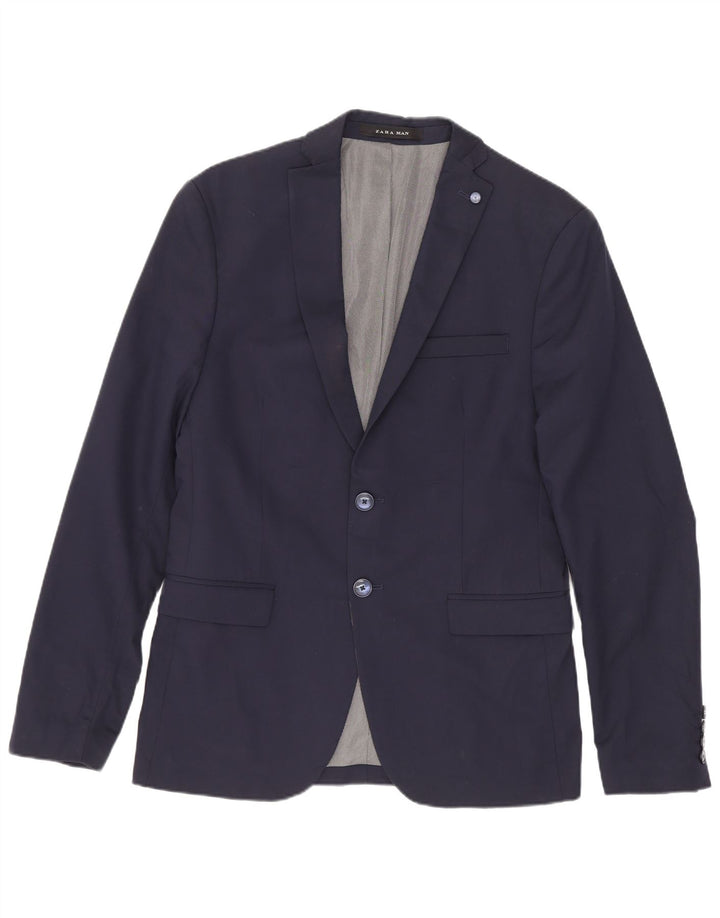 Zara Herre 2-knaps blazerjakke EU 46 Small Navy Blue