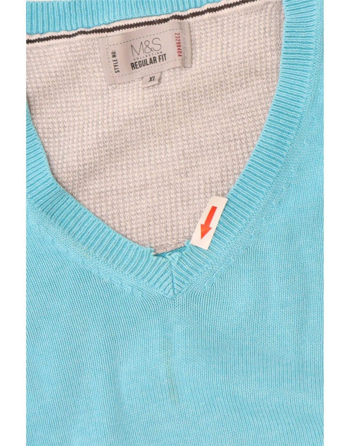 Marks & Spencer Herre Regular Fit V-hals sweater XL Blå