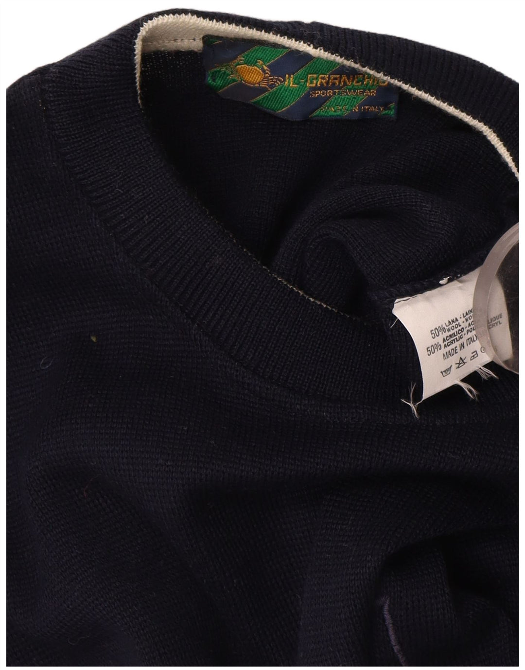 Il Granchio Herre Crew Neck Jumper Sweater Large Navy Blue Colourblock