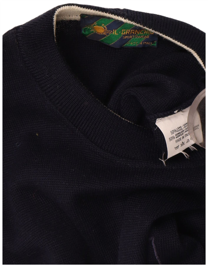 Il Granchio Herre Crew Neck Jumper Sweater Large Navy Blue Colourblock