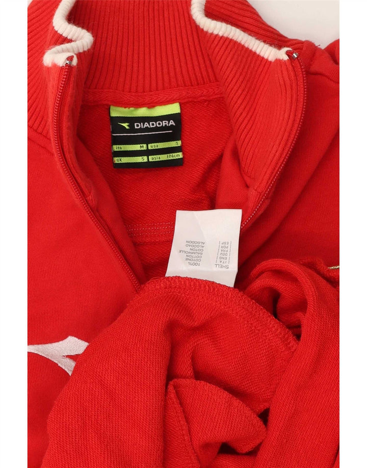 Diadora Herre Grafisk Zip Neck Sweatshirt Jumper lille rød bomuld