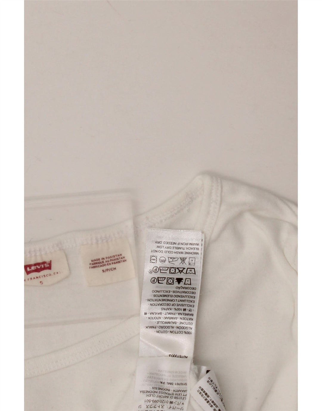LEVI'S Dame Crop Top Langærmet UK 10 Small White Bomuld