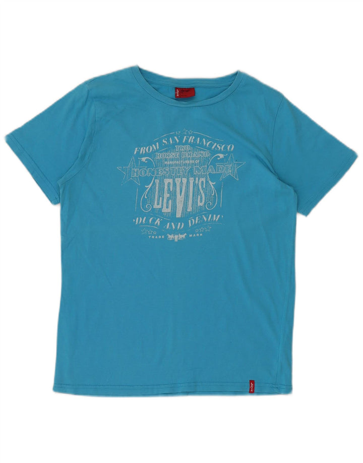 LEVI'S Drenge Grafisk T-Shirt Top 11-12 År Blå Bomuld