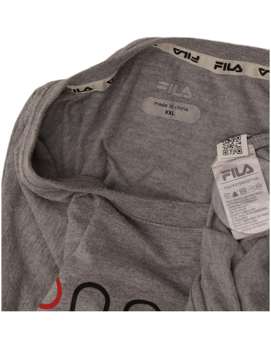 Fila Herre Grafisk T-Shirt Top 2XL Grå Flecked Polyester