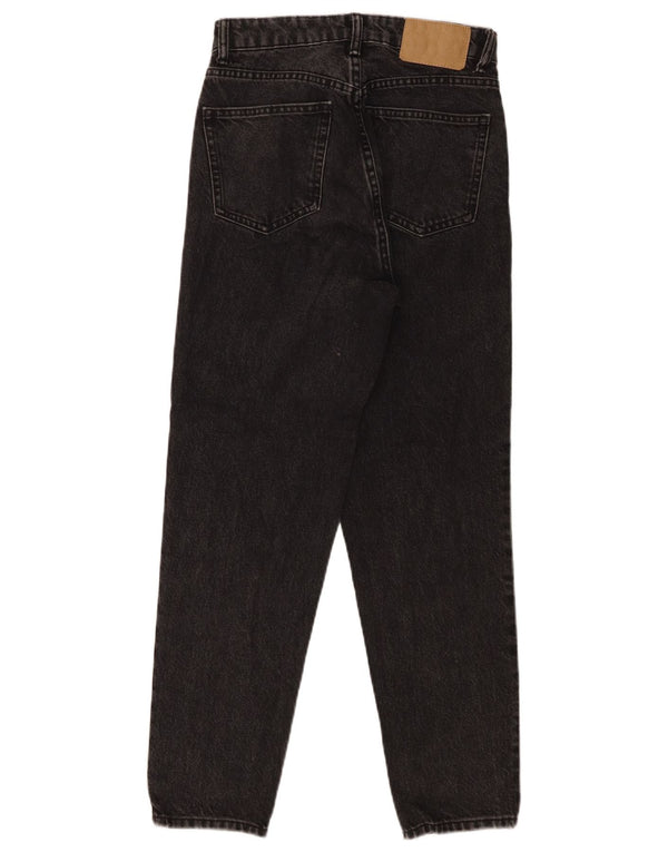 Zara Dame Højtarmede Tapered Jeans EU 34 2XS W24 L27 Sort Bomuld