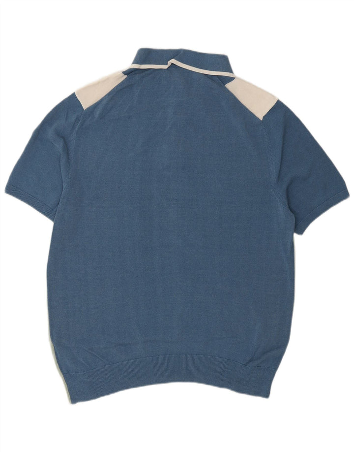 Marks & Spencer Herre Polo Neck trøje Sweater Large Blue Colourblock