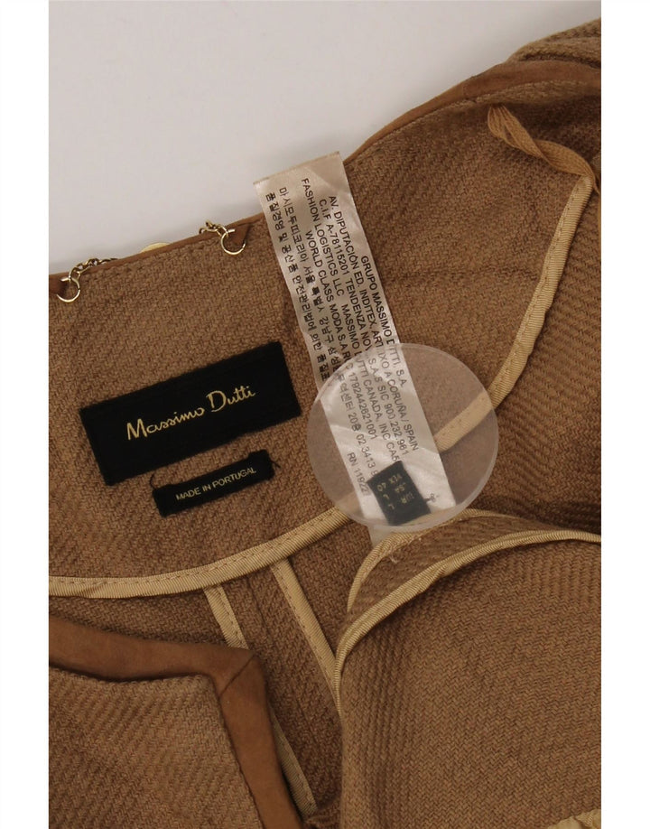 Massimo Dutti Dame 3/4 ærmet åben blazerjakke UK 16 Stor brun hør