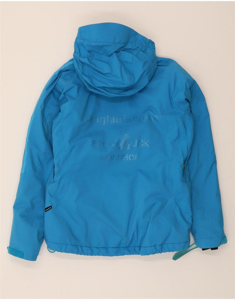 ADIDAS Womens Graphic Hooded Windbreaker Jacket UK 14 Large Blue Nylon Vintage Adidas and Second-Hand Adidas from Messina Hembry 