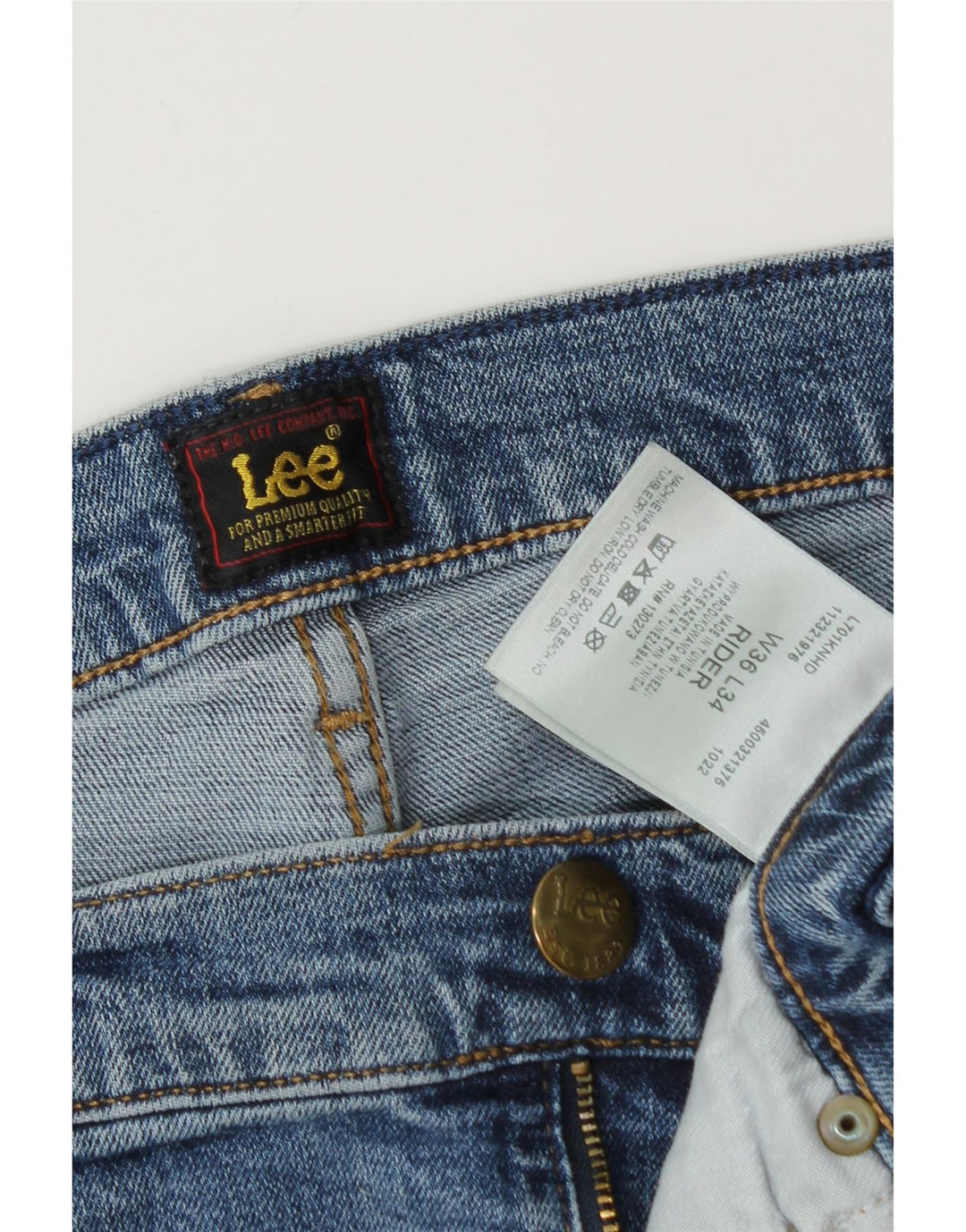 Lee Herre Rider Slim Jeans W36 L32 Blå Bomuld