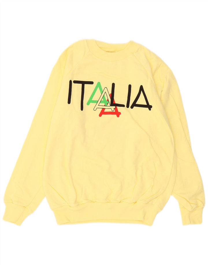 Assisi Herre Italia Grafisk Sweatshirt Jumper Medium Gul Bomuld
