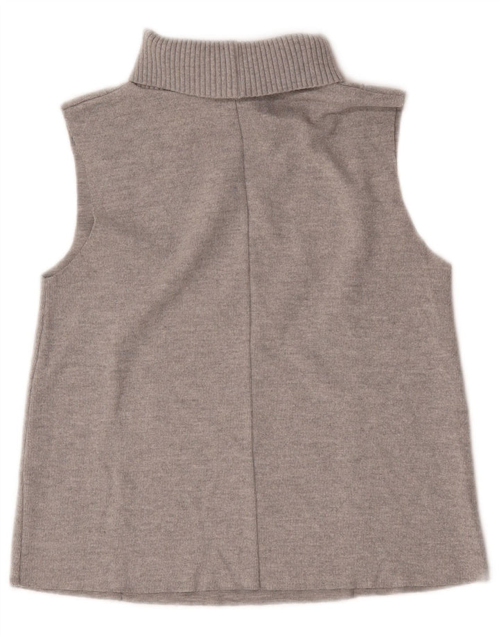 Zara Dame Roll Neck Vest Tank Top UK 10 Small Grå Polyester