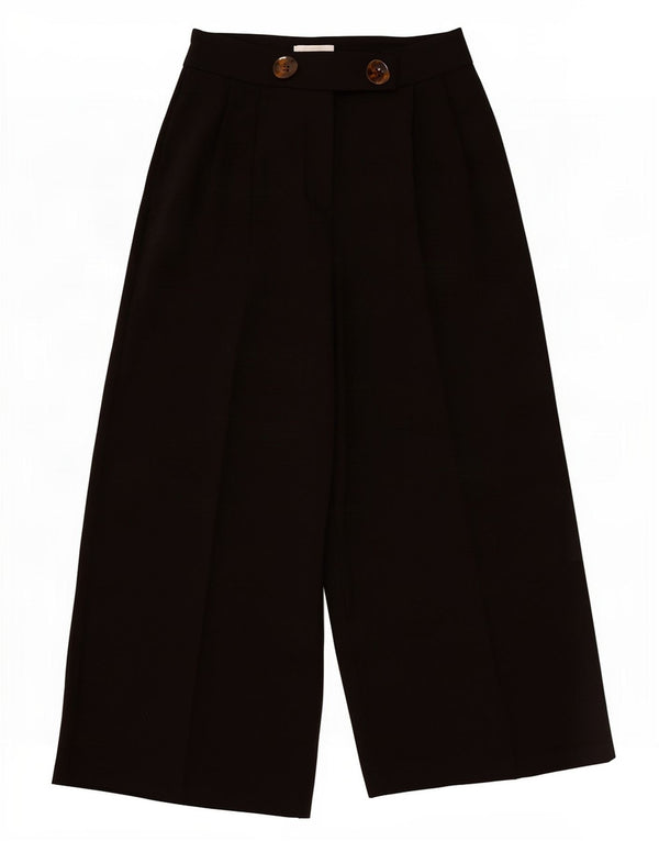 Topshop Dame High Waist Wide Leg Capri Bukser UK 6 XS W26 L22 Sort