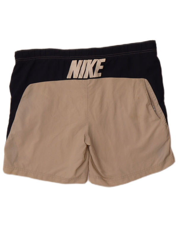 Nike Herre grafiske sportsshorts UK 34/36 Large Beige Colourblock Polyester