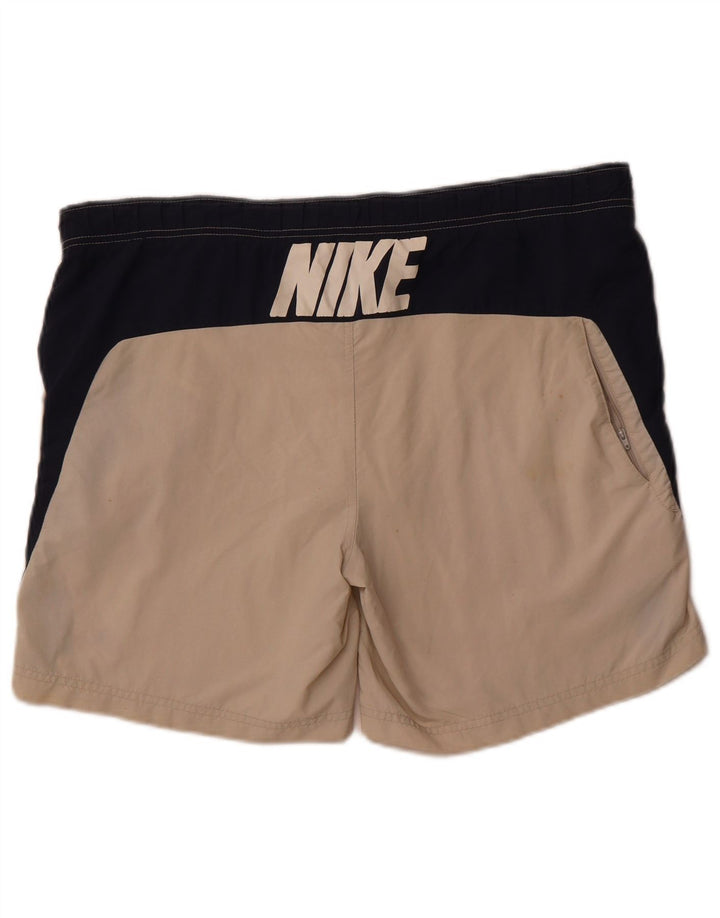 Nike Herre grafiske sportsshorts UK 34/36 Large Beige Colourblock Polyester