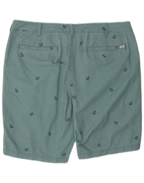 Abercrombie & Fitch Herre Grafiske Chino Shorts W36 Large Blue Cotton