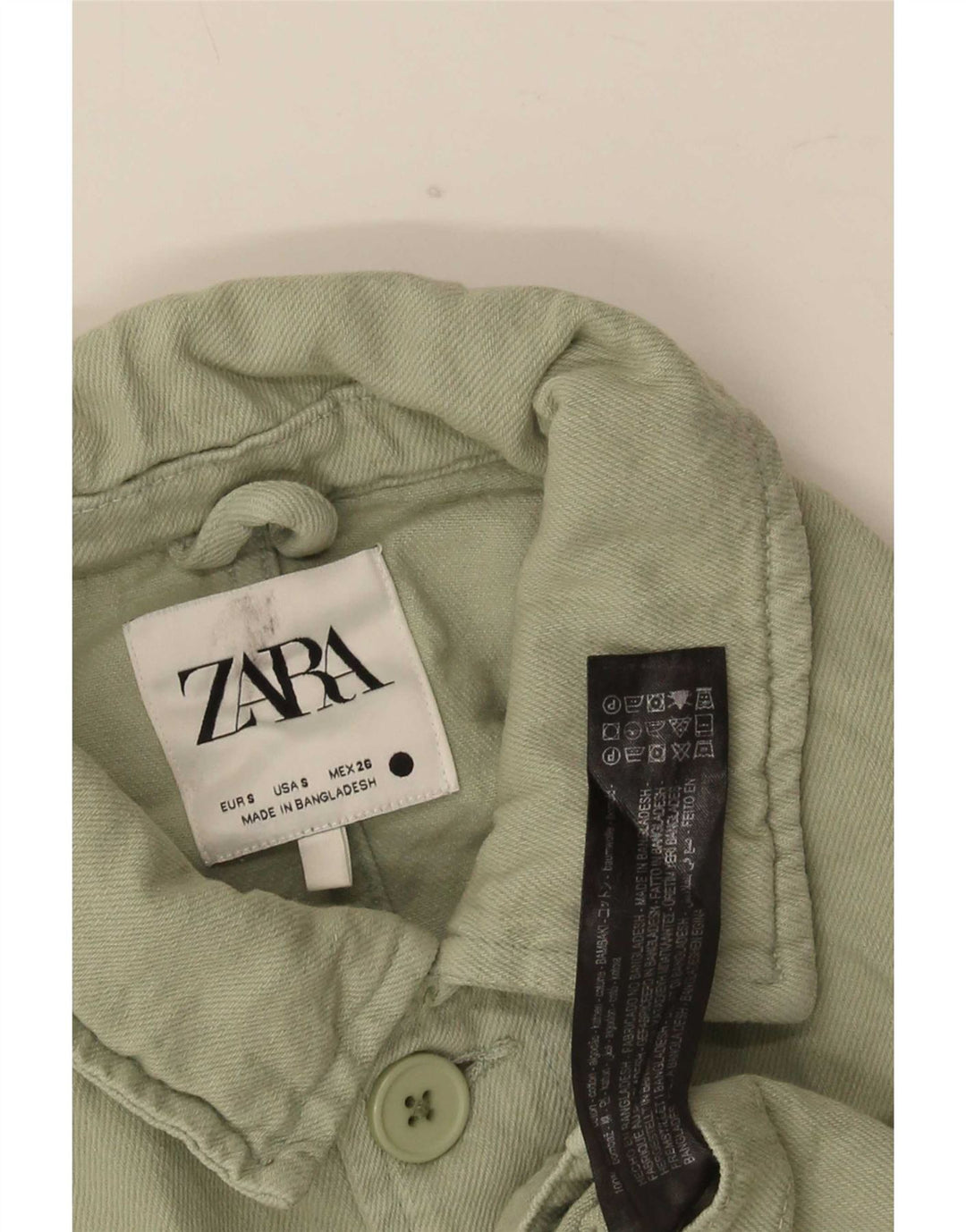 Zara Herre Utility Jacket UK 36 Small Green Cotton