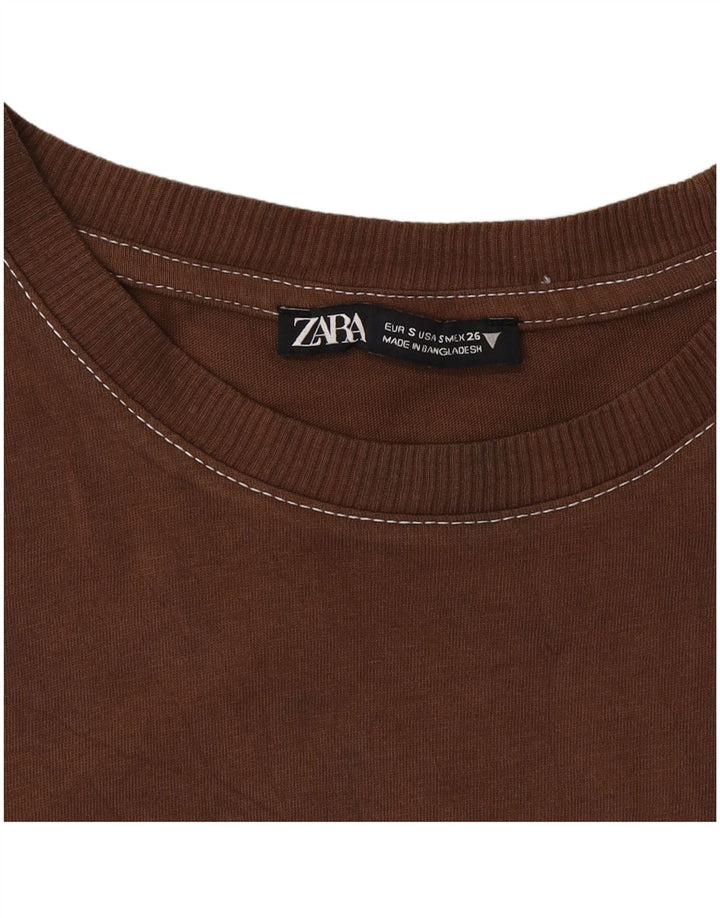 Zara T-Shirt Top UK 10 Lille Brun