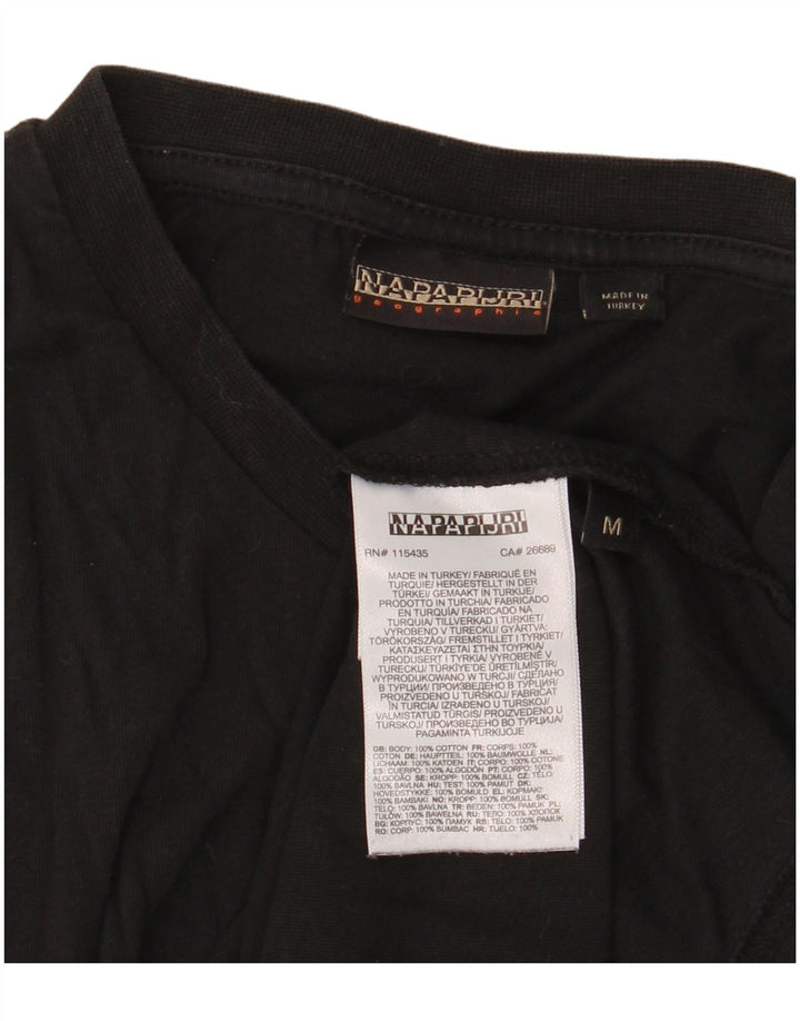 Napapijri Herre grafisk T-shirt Top Medium Sort Bomuld