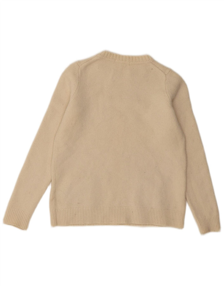 Boden Dame Crew Neck Jumper Sweater UK 10 Small Beige Colourblock Uld