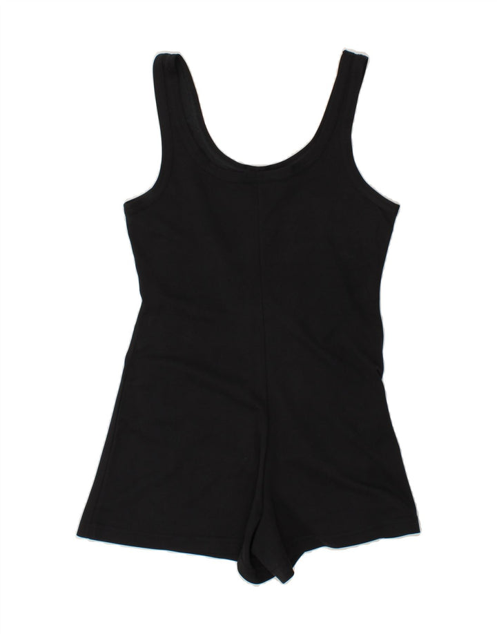 VINTAGE Womens Playsuit UK 12 Medium Black Polyester Vintage Vintage and Second-Hand Vintage from Messina Hembry 