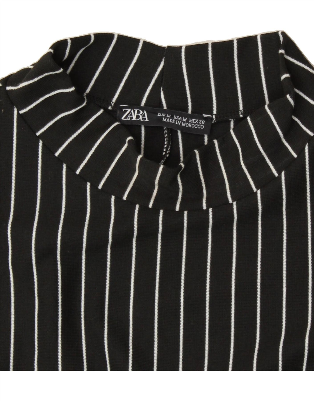 ZARA Womens Bodycon Dress UK 12 Medium Black Striped Vintage Zara and Second-Hand Zara from Messina Hembry 