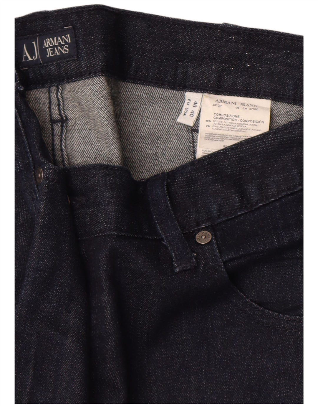 ARMANI Lige jeans til mænd W40 L34 Marineblå bomuld
