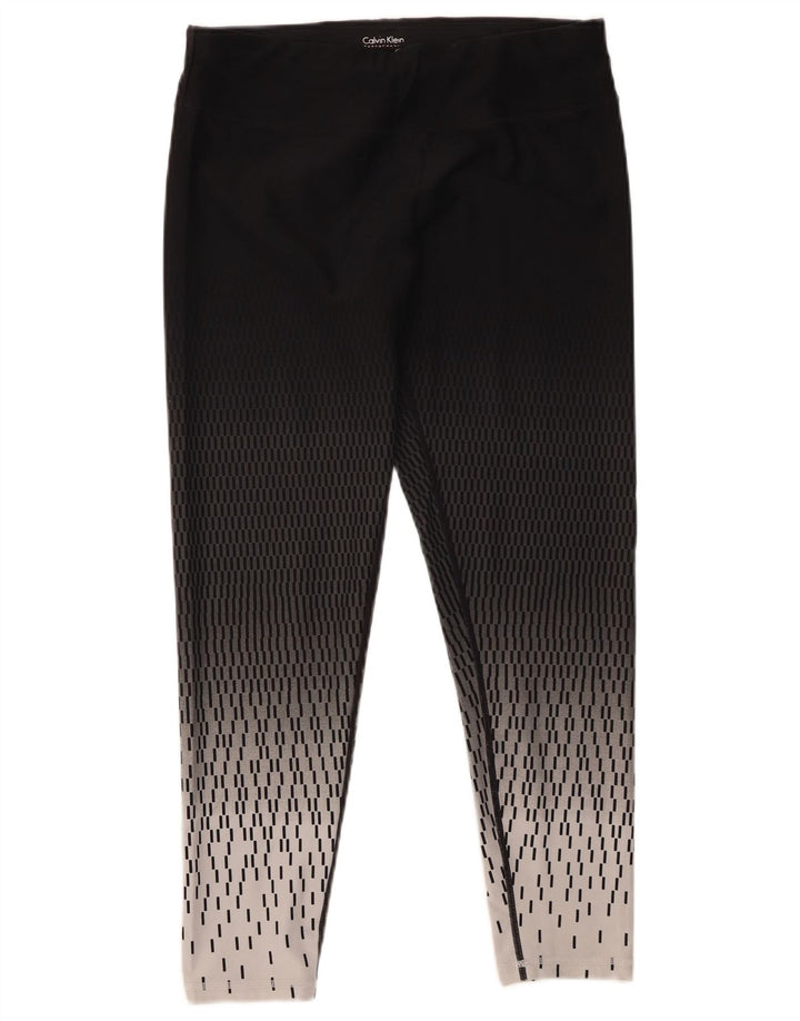 Calvin Klein Dame Leggings UK 14 Stor Sort Geometrisk