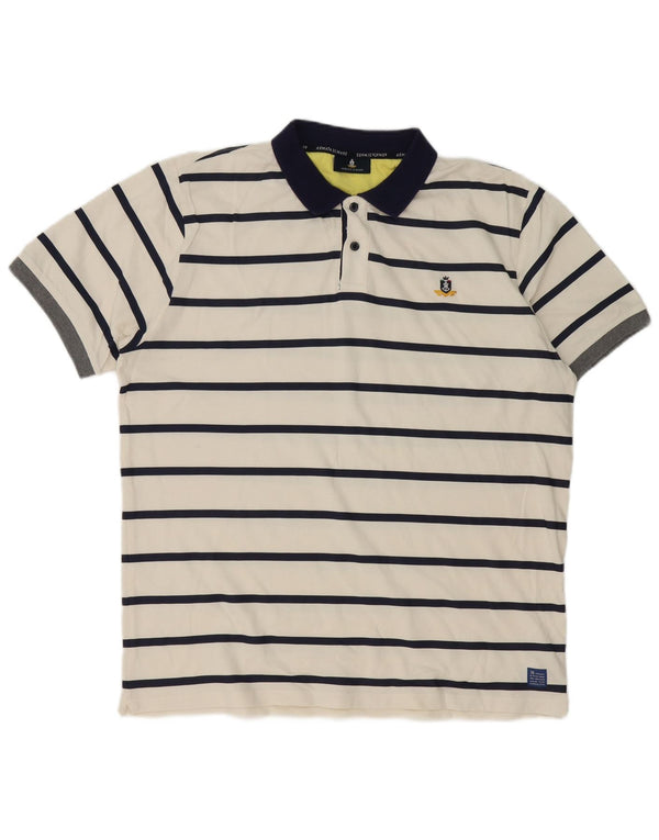 Armata Di Mare Rugby Polo Shirt til mænd 3XL Hvidstribet bomuld