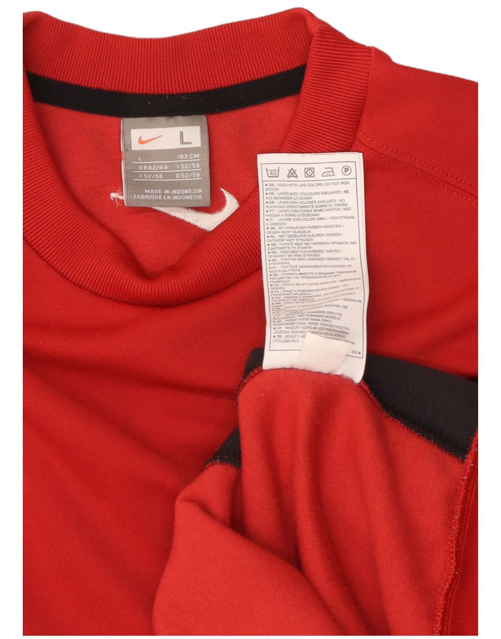 NIKE Sweatshirt-trøje til mænd UK 42/44 Large Red Colourblock Polyester