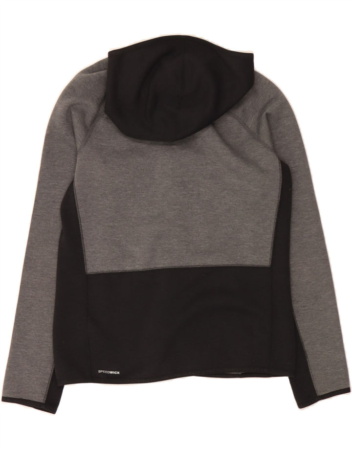 REEBOK Womens Zip Hoodie Sweater UK 12/14 Medium Grey Colourblock Vintage Reebok and Second-Hand Reebok from Messina Hembry 