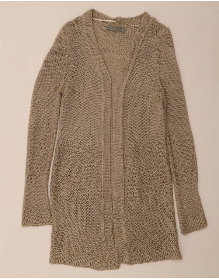 Zara Womens Oversized Longline Open Cardigan Sweater UK 14 Medium Beige