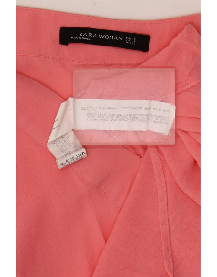 Zara Dame Langærmet Tunika Top UK 10 Small Pink Viscose
