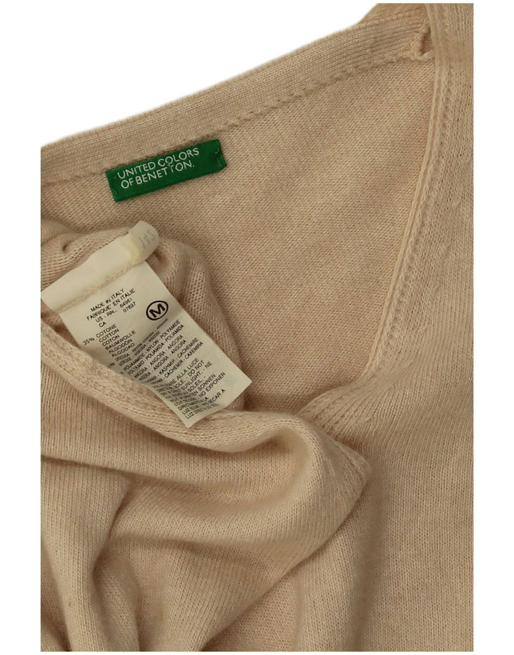Benetton Dame V-hals sweater UK 14 Medium Beige Bomuld
