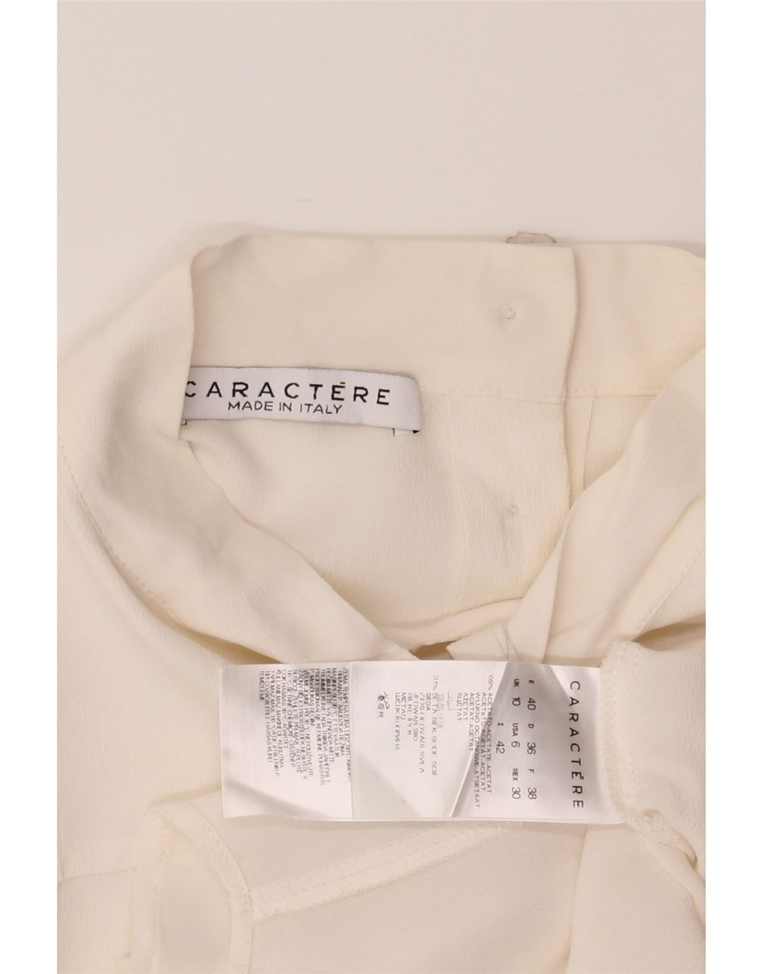CARACTERE Womens Front Tie Shirt Bluse UK 10 Small White Acetate