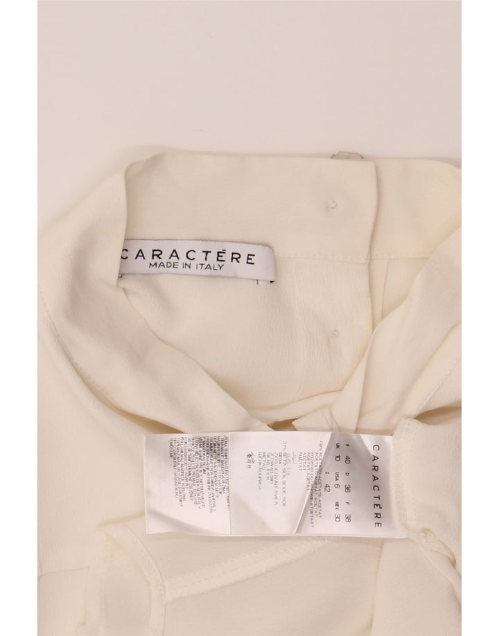 CARACTERE Womens Front Tie Shirt Bluse UK 10 Small White Acetate