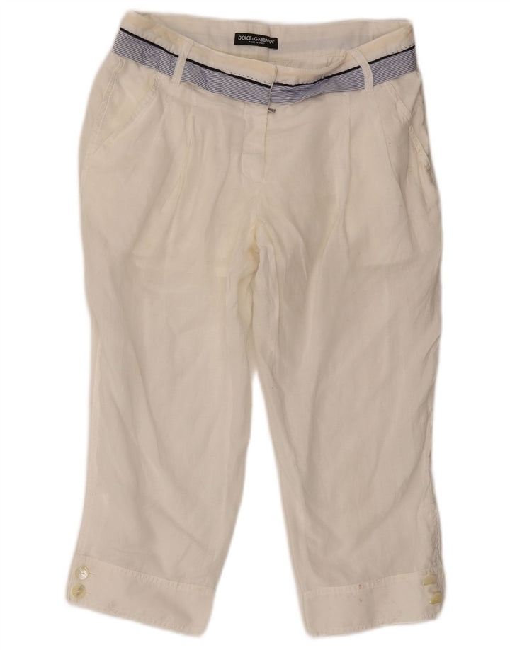 Dolce & Gabbana Dame Pegged Capri Bukser IT 42 Medium W30 L21 Hvid