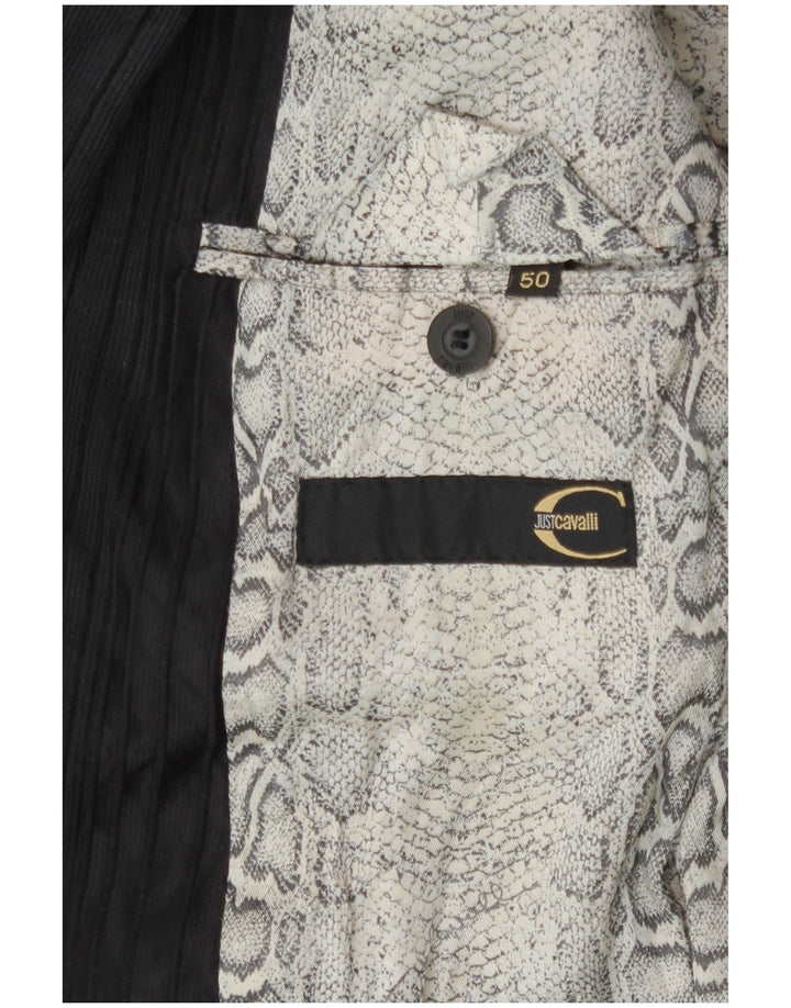 Just Cavalli Herre 2-knaps blazerjakke IT 50 Stor sortstribet bomuld