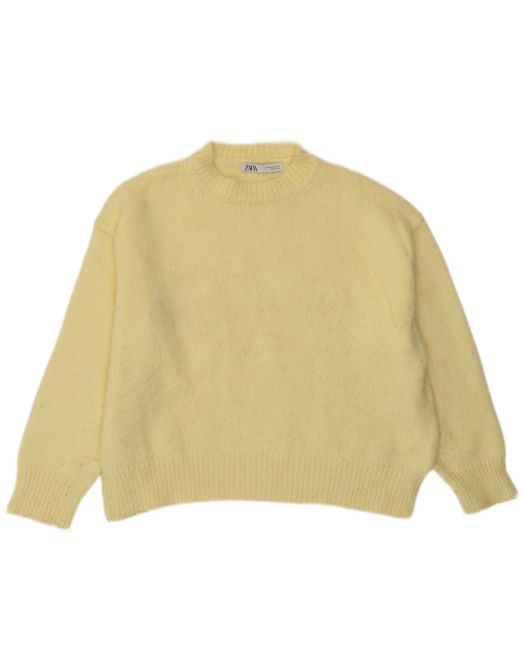 Zara Womens Crop Oversized Crew Neck sweater UK 14 Medium Yellow